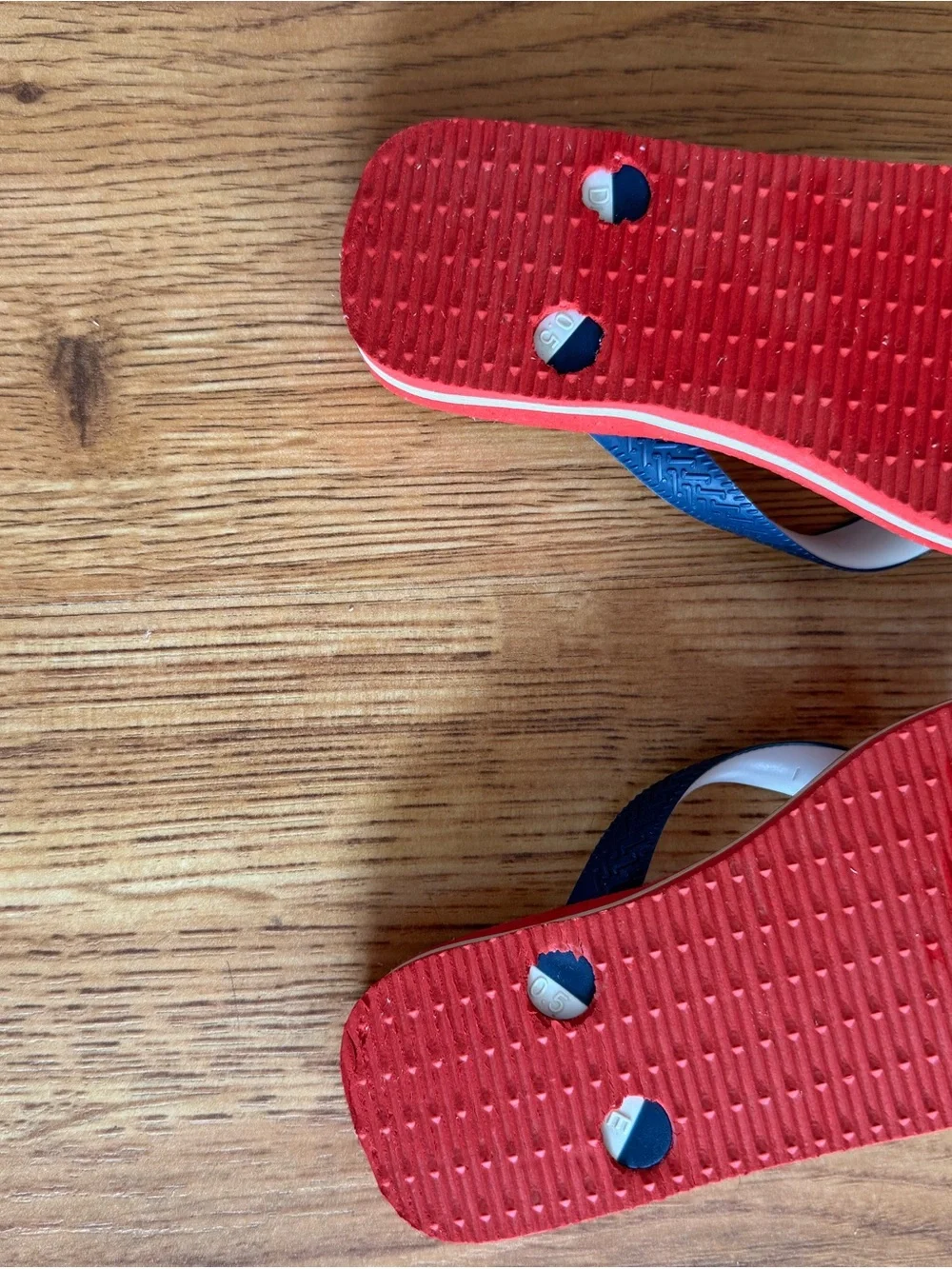 Havaianas Kids Red Flip Flops with Navy Straps and White Underside